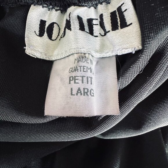 Vtg Joan Leslie Petite Pant Velour Pull On Comfort Black Straight Leg High Rise - Picture 5 of 11